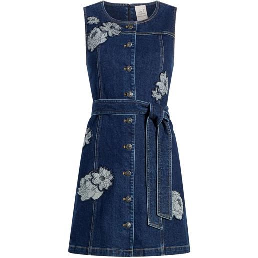 Cinq A Sept abito corto marsha con applicazione a fiori - blu