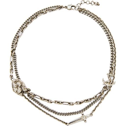 Alexander McQueen collana a catena con pendente - argento