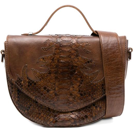 LA BOTTEGA DI LISA borsa mezzaluna a tracolla con stampa - marrone