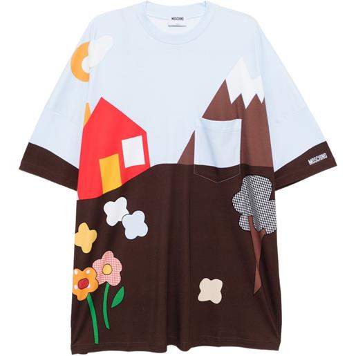 Moschino abito con stampa grafica - blu