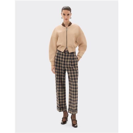 Ferrari pantalone in lana tartan - female pantaloni grigio melange 40