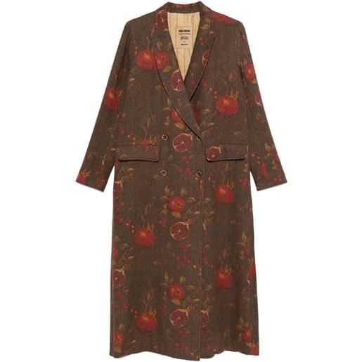 Uma Wang cappotto doppiopetto con stampa melograno - marrone