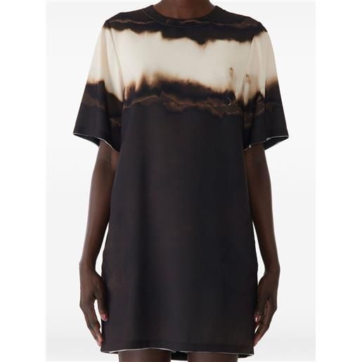 Jason Wu Collection abito diffused ombre stripe a maniche corte - marrone