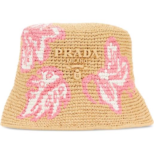 Prada cappello bucket con ricamo - toni neutri