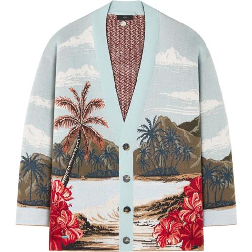 Alanui cardigan hidden bay con stampa - blu