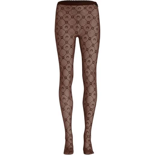 Marine Serre collant a rete con luna e fiori - marrone