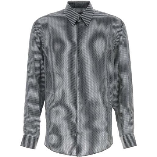 Giorgio Armani camicia in seta con stampa - nero