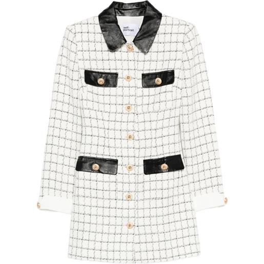 Self-Portrait abito corto a quadri - bianco