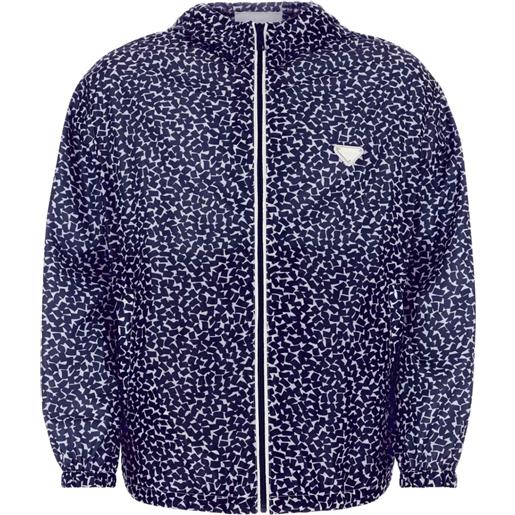 Prada giacca a vento con stampa e cappuccio - blu