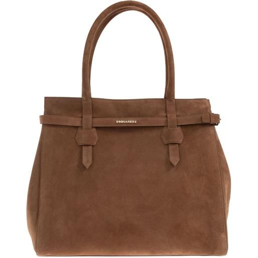DSQUARED2 borsa tote media in pelle scamosciata - marrone