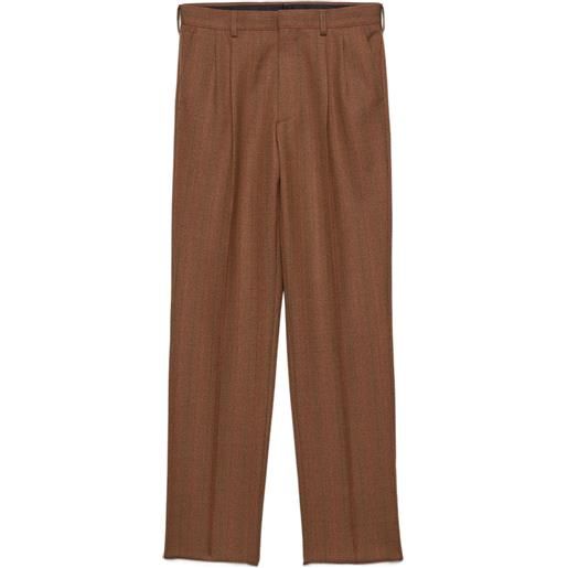 Prada pantaloni gessati con piega - marrone