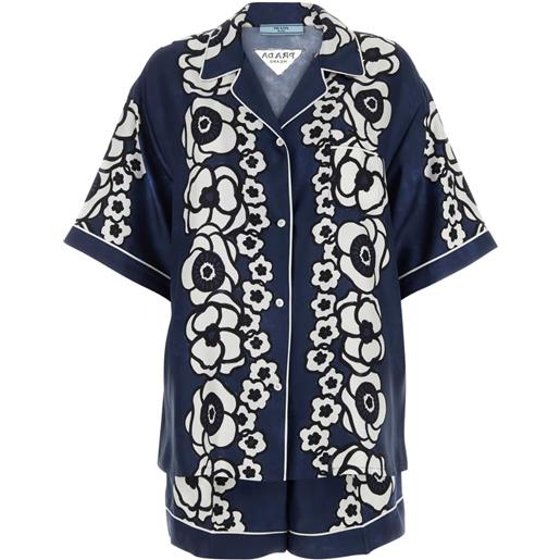 Prada pigiama a fiori con shorts - blu