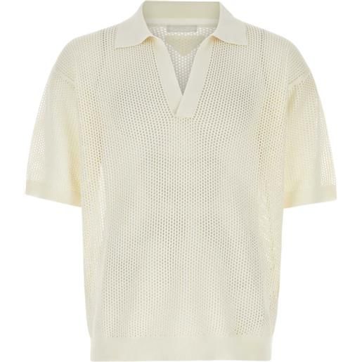 Prada polo in maglia traforata - bianco