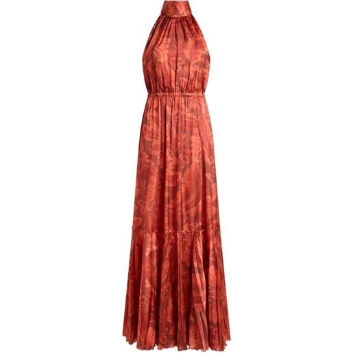 ETRO abito lungo plissettato a fiori - rosso