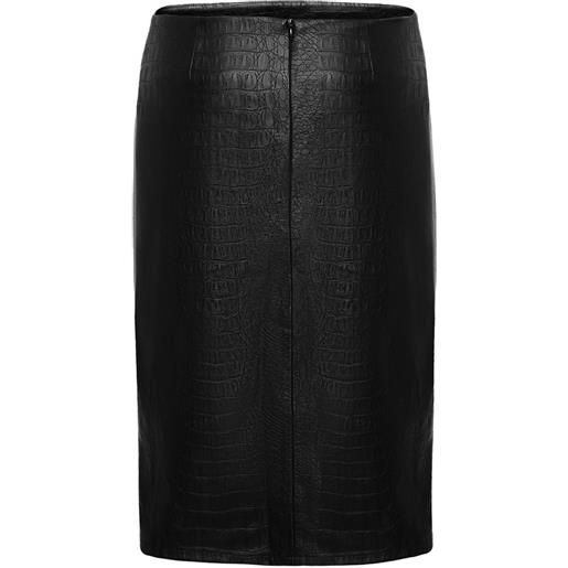 Lika gonna midi con effetto coccodrillo - nero