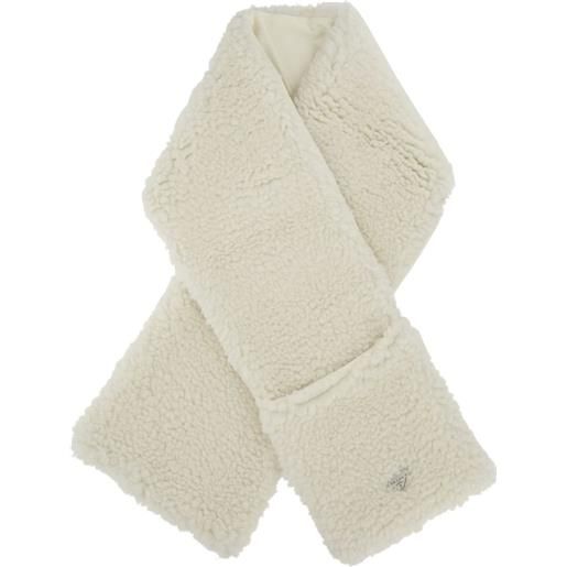 Prada sciarpa teddy con placca logo - bianco