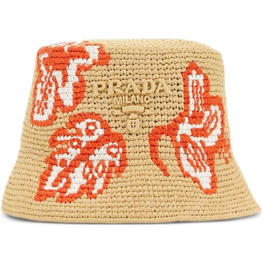 Prada cappello bucket all'uncinetto - toni neutri