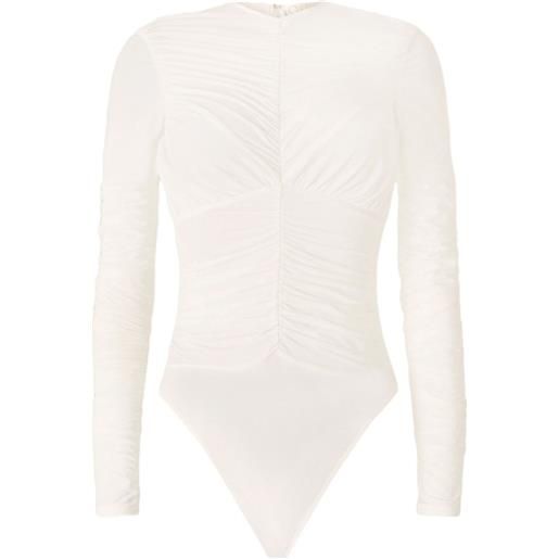 Genny body a maniche lunghe con ruches - bianco