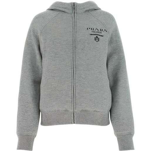 Prada giacca con cappuccio e logo - grigio