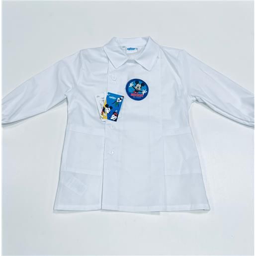 Disney grembiule bianco asilo bambino con abbottonatura laterale Disney ricamo mickey g302