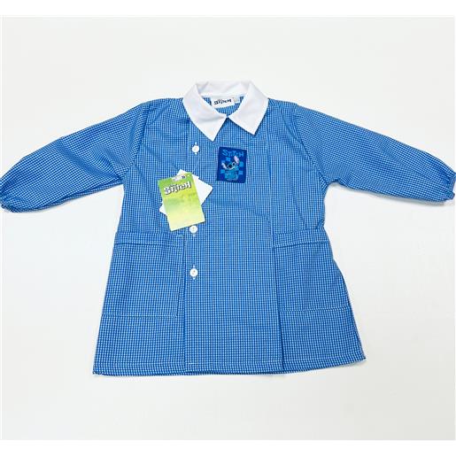 Disney grembiule quadretti azzurri asilo bambino con abbottonatura laterale Disney stitch g307