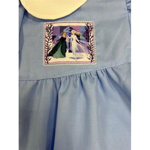 Disney grembiule scuola elementare celeste bambina Disney ricamo frozen made in italy g202