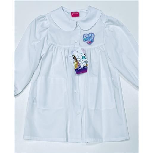 Disney grembiule asilo bianco bambina made in italy con abbottonatura centrale Disney ricamo principesse g106