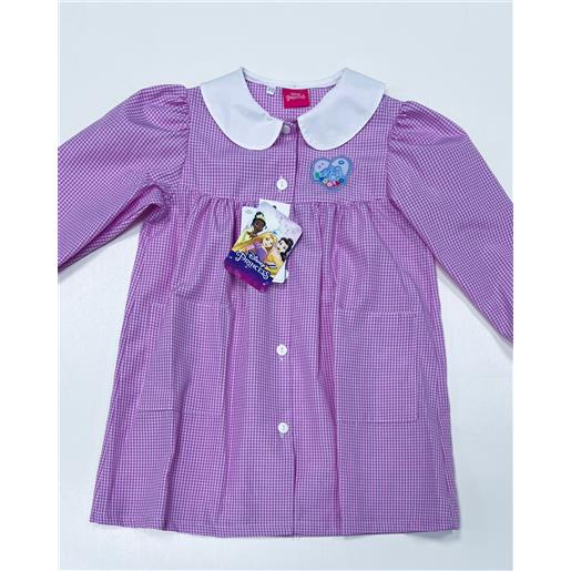 Disney grembiule asilo quadretti rosa bambina made in italy con abbottonatura centrale Disney ricamo principesse g106