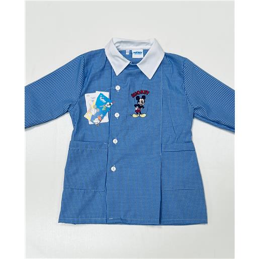 Disney grembiule quadretti azzurri asilo bambino con abbottonatura laterale Disney mickey g302