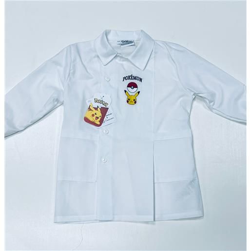 Disney grembiule bianco asilo bambino con abbottonatura laterale ricamo pokemon g301