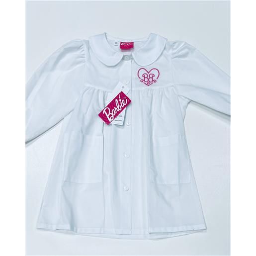 Disney grembiule asilo bianco bambina made in italy con abbottonatura centrale Disney ricamo barbie g101