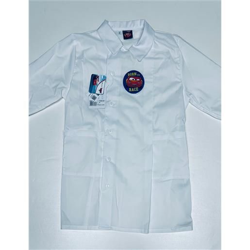 Disney grembiule bianco asilo bambino con abbottonatura laterale ricamo Disney cars g306