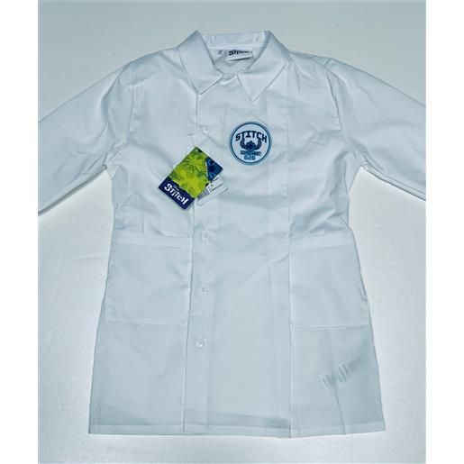 Disney grembiule bianco asilo bambino con abbottonatura laterale Disney ricamo stitch g307