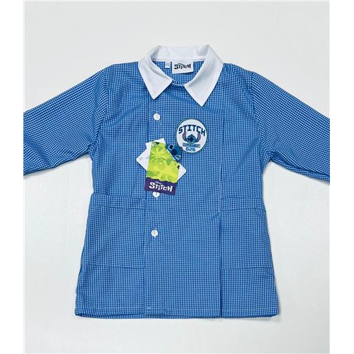Disney grembiule quadretti azzurri asilo bambino con abbottonatura laterale Disney stitch g307