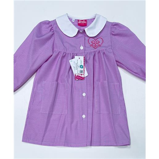Disney grembiule asilo quadretti rosa bambina made in italy con abbottonatura centrale Disney ricamo barbie g101