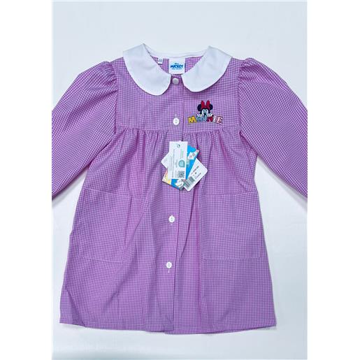 Disney grembiule asilo quadretti rosa bambina made in italy con abbottonatura centrale Disney ricamo minnie g102
