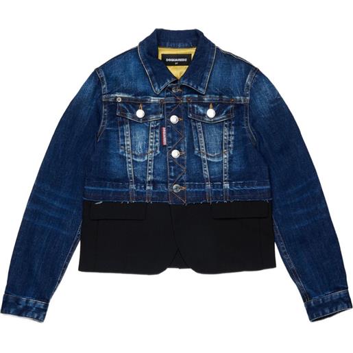 DSQUARED2 KIDS giacca denim con inserti - blu