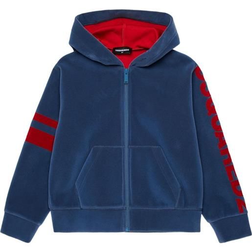 DSQUARED2 KIDS felpa in jersey con cappuccio - blu