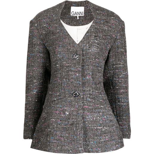 GANNI blazer aderente - grigio