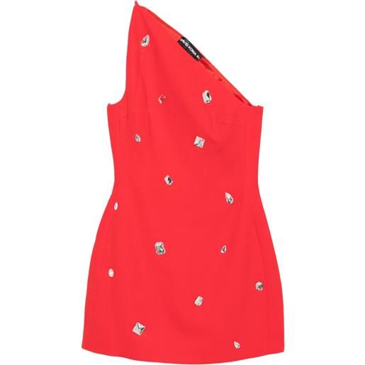 David Koma abito corto monospalla con cristalli - rosso