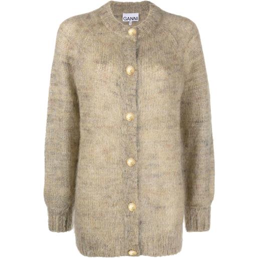 GANNI cardigan girocollo spazzolato - giallo