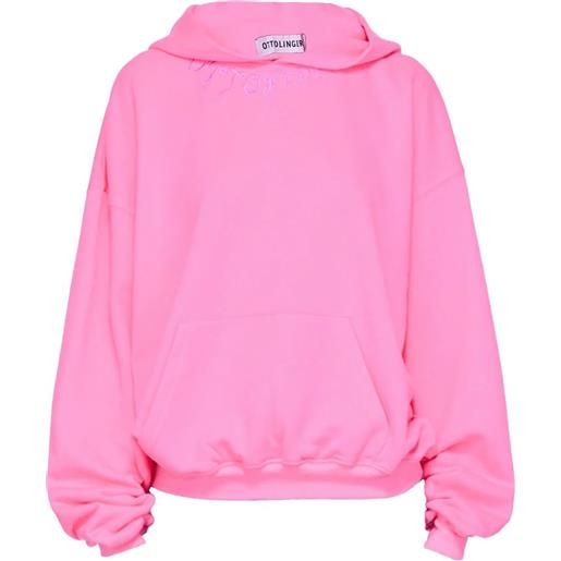Ottolinger felpa in cotone con ricamo e cappuccio - rosa