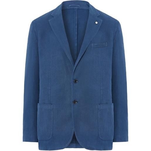 L.B.M. 1911 blazer in lino con applicazione - blu