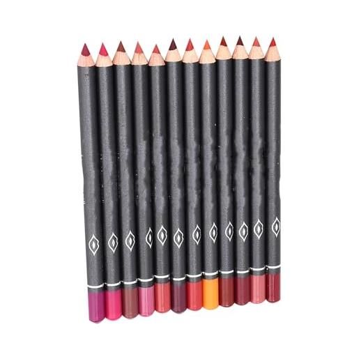 Sonew set lotto 12 pezzi set professionale per labbra 12 colori, matita impermeabile per labbra opaca, set per penna cosmetica per labbra lisce