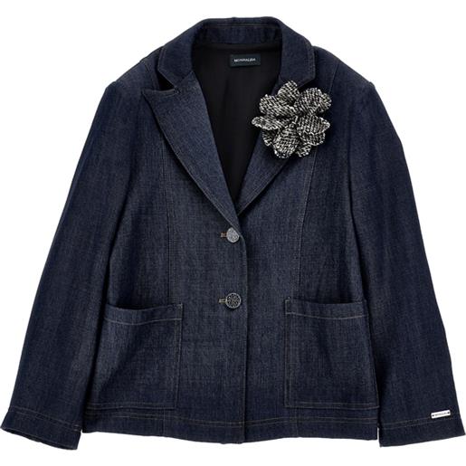Monnalisa giacca denim fiore applicato