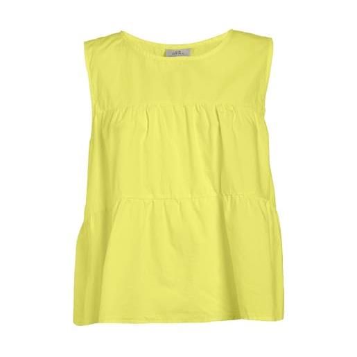DEHA - canottiera poplin peplum top in cotone, giallo canarino (s)