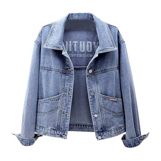 Sunnyuk giacca jeans donna corta giacca estiva curvy elegante giubbino larghi leggero giubbino jeans elasticizzato denim giacchetto taglie forti corta giacca jeans comode oversize