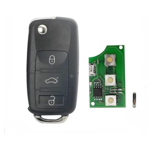 kuyuansu portachiavi a 3 pulsanti con telecomando per auto per vw passat polo skoda seat polo golf beetle 1j0959753da 434 mhz id48