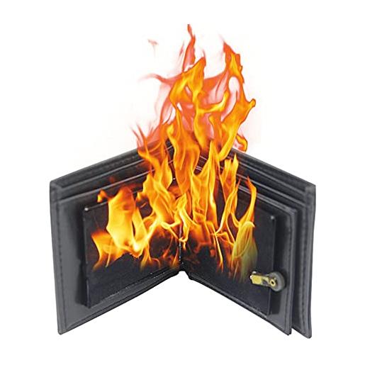 SUMAG portafoglio flaming magician magic fire portafoglio stage street inconceivable show prop (nero)