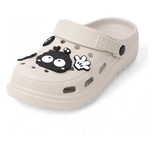 CHILLIFE zoccoli piattaforma donna con charms removibili, infradito spiaggia, piscina e giardino, estate - made in portogallo, beige, 40 eu